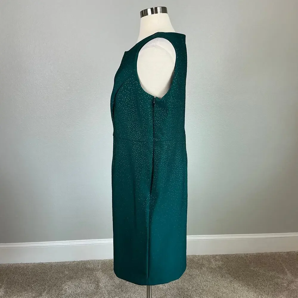 Calvin Klein Green Cocktail Dress Sequin Sleeveless Knee Length Sheath Size 22W - Picture 6 of 13